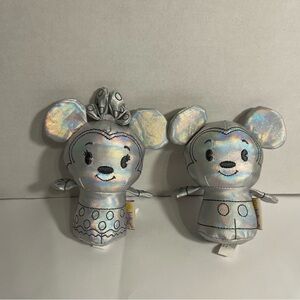 Hallmark itty bitty Disney’s 100 anniversary, Mickey & Minnie iridescent silver.